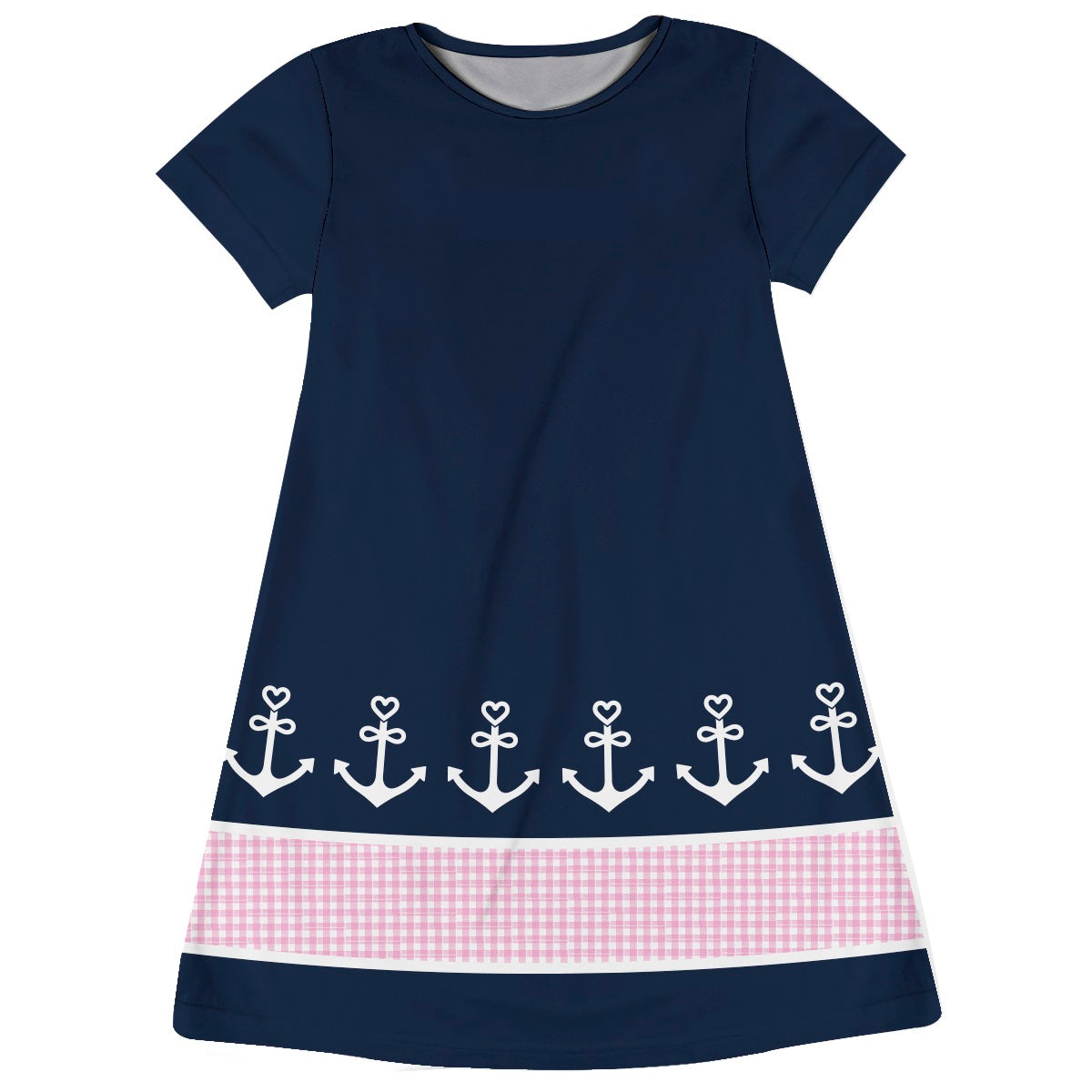 Anchors Personalized Name Navy Short Sleeve A Line Dress - Wimziy&Co.