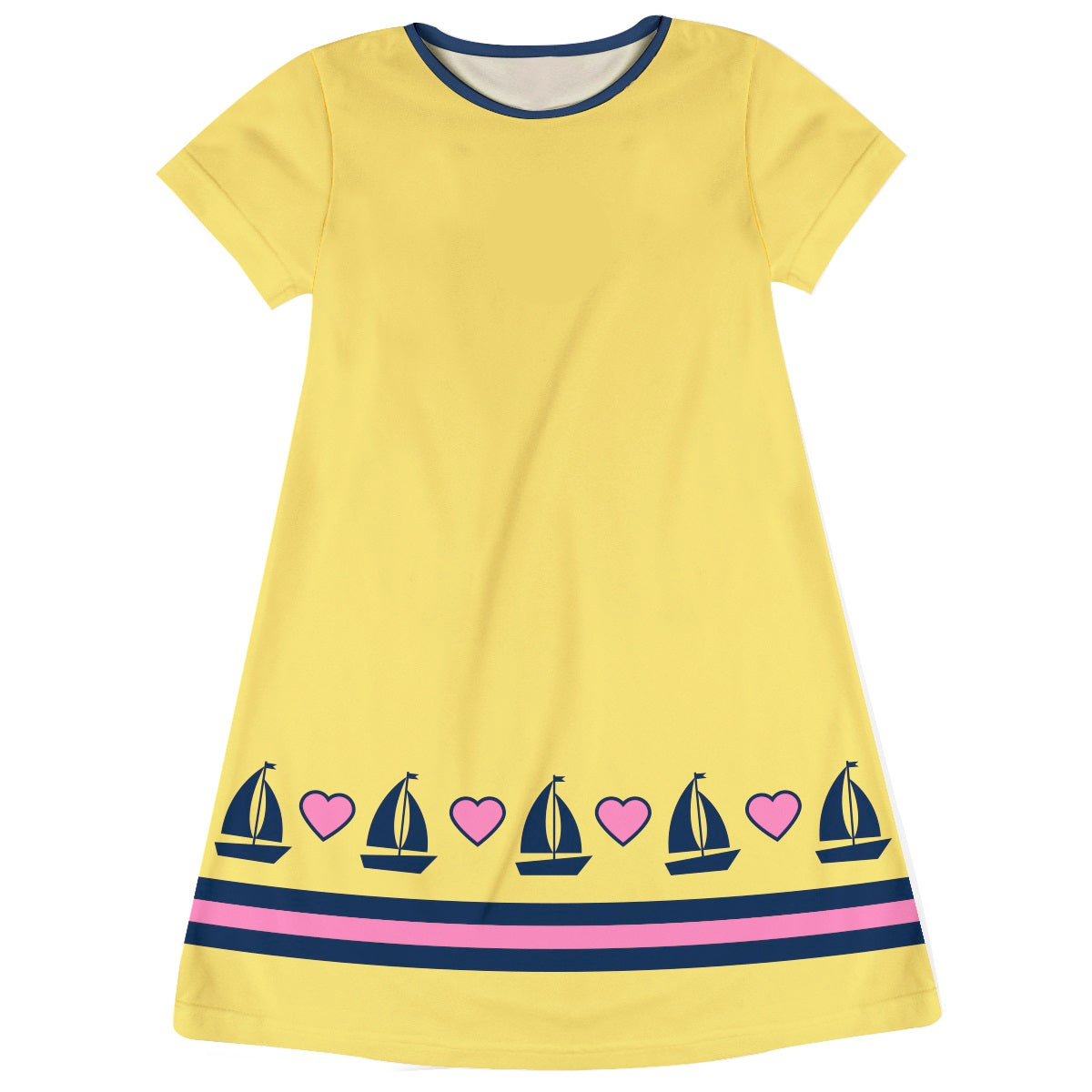 Boats Personalized Monogram Yellow Short Sleeve A Line Dress - Wimziy&Co.