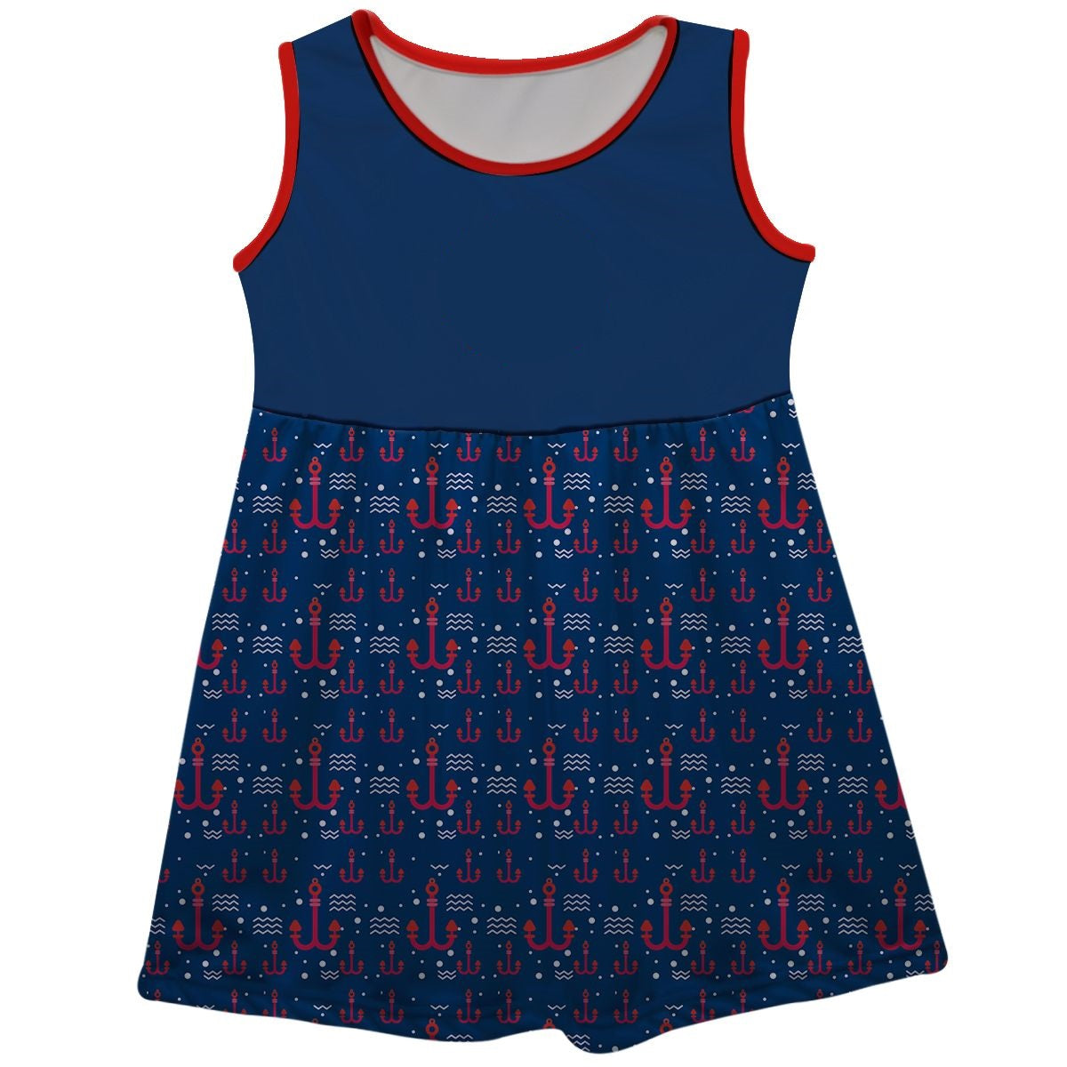 Anchor and Waves Print Monogram Navy Tank Dress - Wimziy&Co.