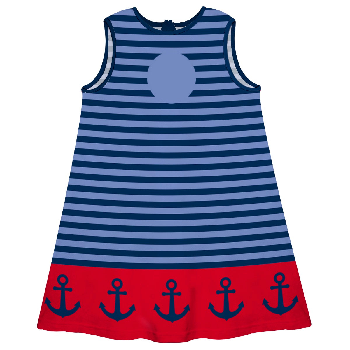 Anchors Monogram Red Blue And Navy Stripes A Line Dress - Wimziy&Co.