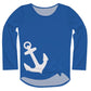 Anchor Personalized Name Royal Long Sleeve Knot Top - Wimziy&Co.