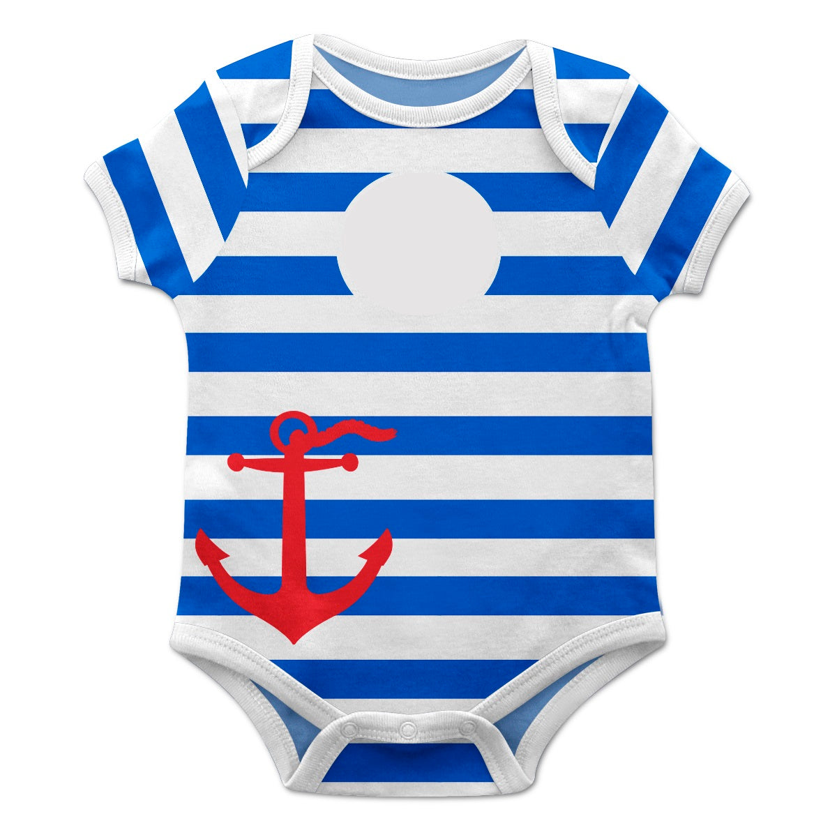 Stripes Monogram White and Blue Boys Onesie - Wimziy&Co.