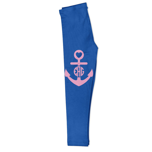 Anchor Heart Personalized Monogram Royal Leggings