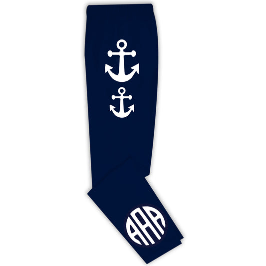 Anchors and Monogram Navy Legging