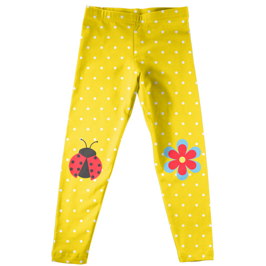 Ladybug And Flower Yellow Leggings
