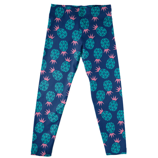 Pineapple Print Navy and Turquoise Leggings