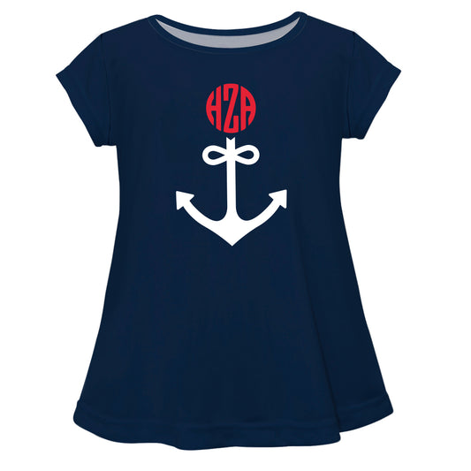 Anchor Monogram Navy Short Sleeve Laurie Top