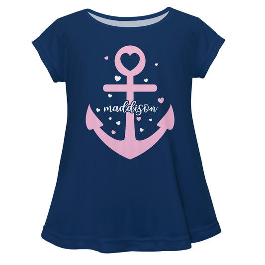 Anchor Name Navy Short Sleeve Laurie Top