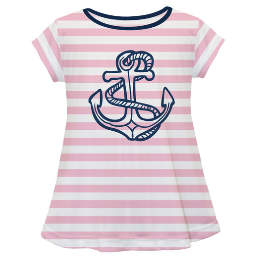 Anchor Pink and White Stripes Short Sleeve Laurie Top