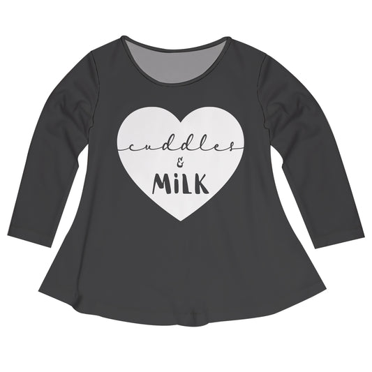 Cuddles and Milk Heart Gray Long Sleeve Laurie Top