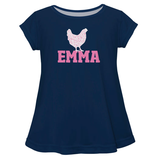 Chicken Name Navy Short Sleeve Laurie Top