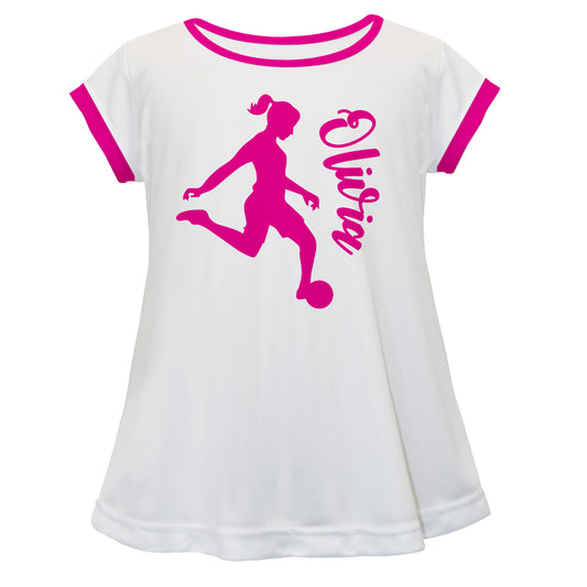 Girl Soccer Player Name White Short Sleeve Laurie Top