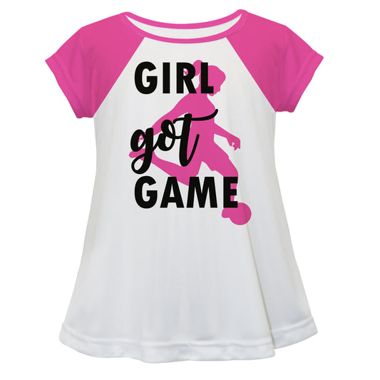 Girl Got Game White and Hot Pink Short Sleeve Laurie Top