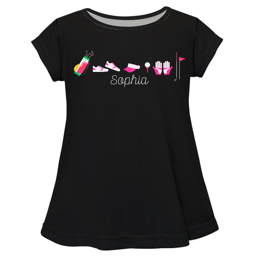 Golf Name Black Short Sleeve Laurie Top
