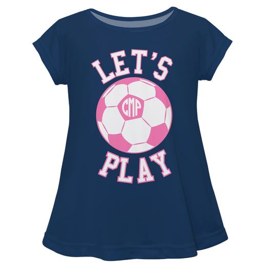 Lets Play Personalized Monogram Navy Short Sleeve Laurie Top