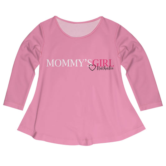 Mommys Girl Personalized Name Pink Long Sleeve Laurie Top