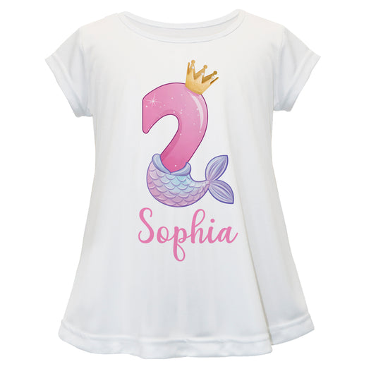 Mermaid Personalized Name and Number White Short Sleeve Laurie Top