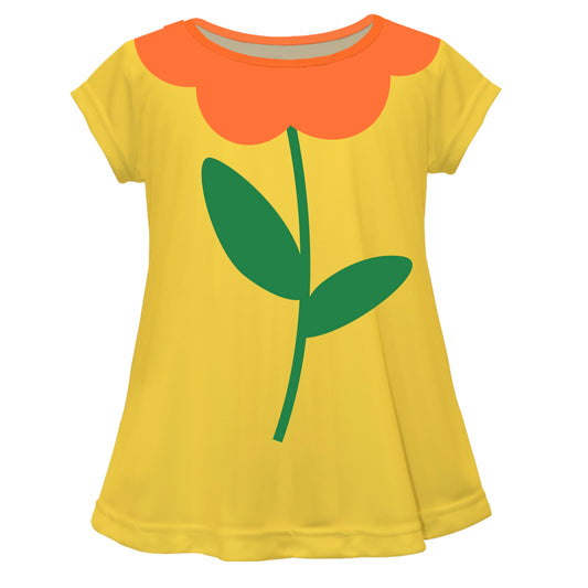Flower Yellow and Orange Short Sleeve Laurie Top