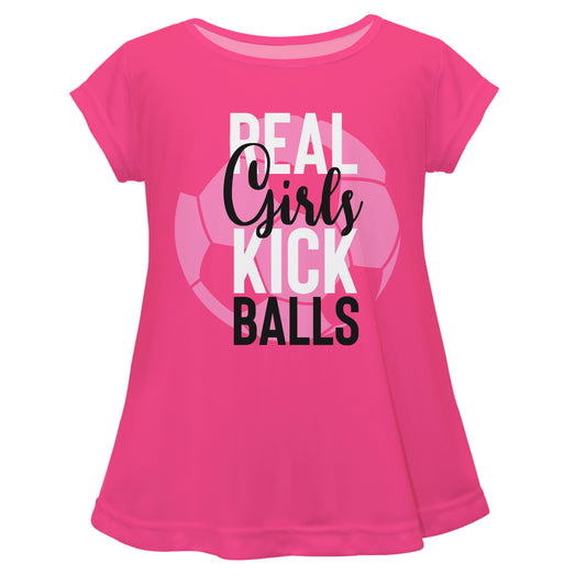 Real Girls Kick Balls Hot Pink Short Sleeve Laurie Top