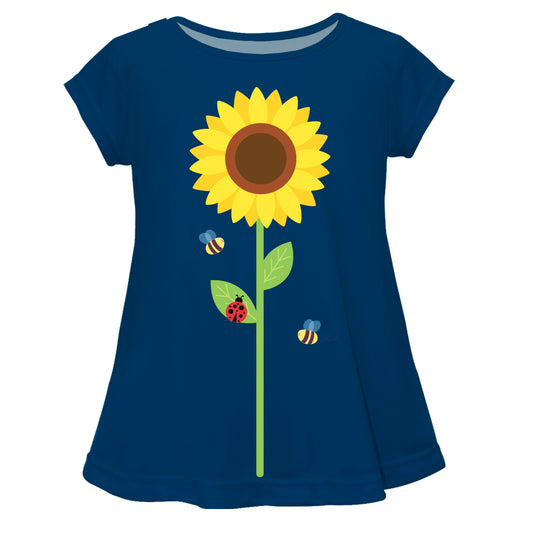 Sunflower Navy and Yellow Short Sleeve Laurie Top
