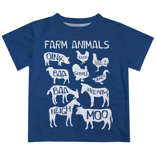Farm Animals Navy Short Sleeve Tee Shirt