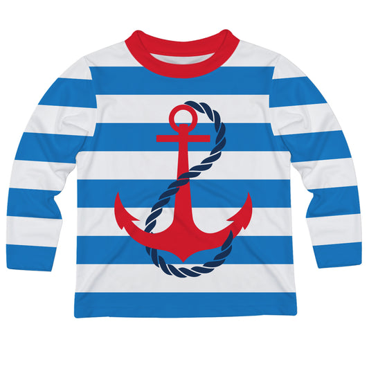 Anchor Royal White and Red Stripes Long Sleeve Tee Shirt