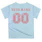 Baseball Personalized Name and Number Light Blue Short Sleeve Tee Shirt - Wimziy&Co.