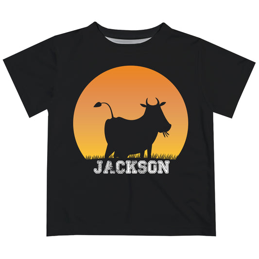 Cow Personalized Name Black Short Sleeve Tee Shirt