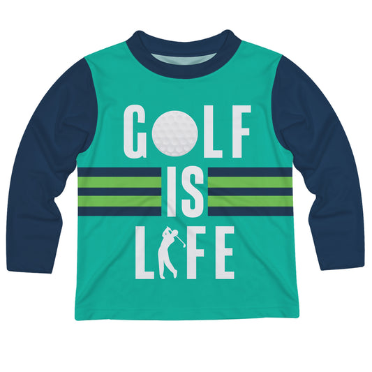 Golf Is Life Mint and Navy Long Sleeve Tee Shirt