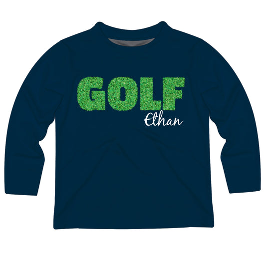 Golf Name Navy Long Sleeve Tee Shirt