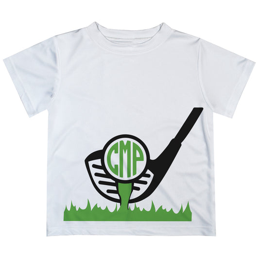 Golf Personalized Monogram White and Green Short Sleeve Tee Shirt