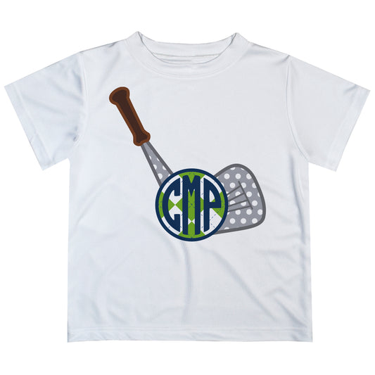 Golf Personalized Monogram White Short Sleeve Tee Shirt