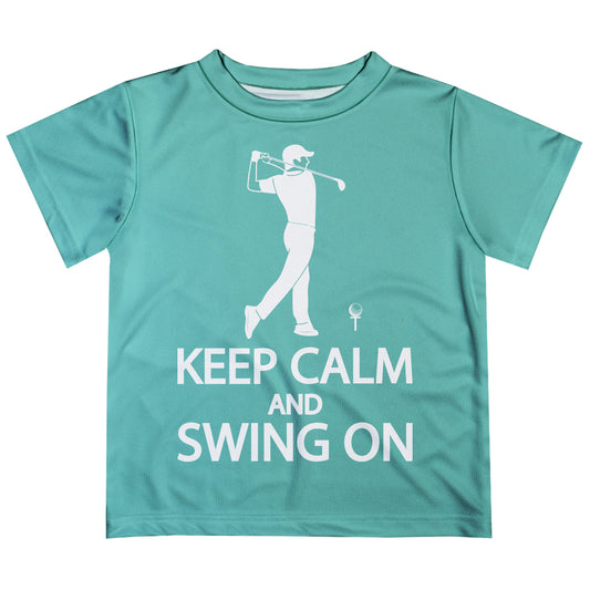 Keep Calm and Swing On Aqua Short Sleeve Tee Shirt