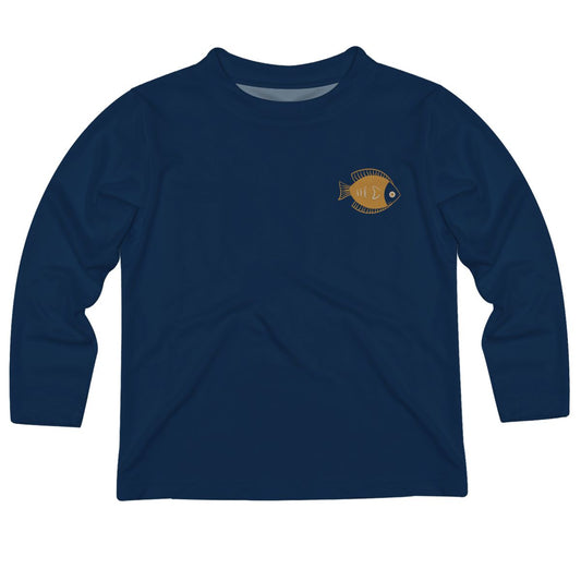 Personalized Name Fishing Navy Long Sleeve Tee Shirt