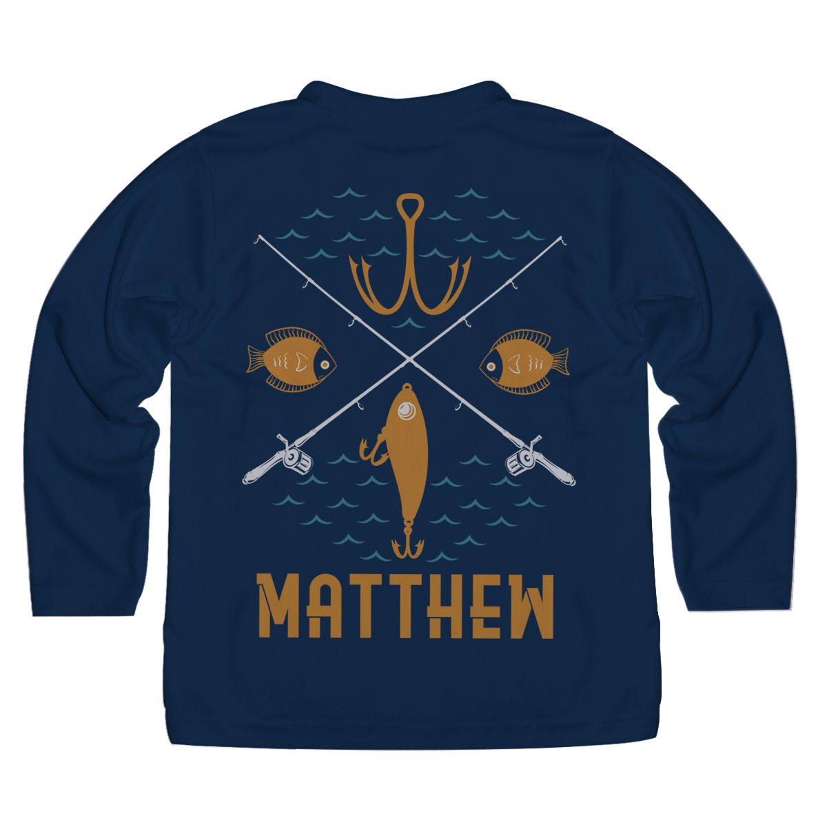 Personalized Name Fishing Navy Long Sleeve Tee Shirt - Wimziy&Co.