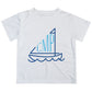Nautical Boat Personalized Monogram White and Navy Short Sleeve Tee Shirt