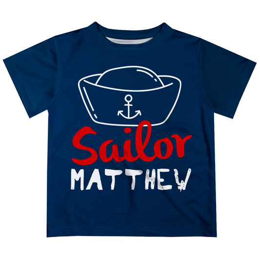 Sailor Personalized Name Navy Short Sleeve Tee Shirt