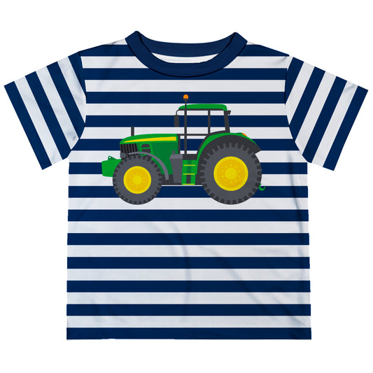 Tractor White and Blue Stripes Short Sleeve Tee Shirt