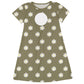Daisy Flowers Print Personalized Monogram Olive Green Short Sleeve a Line Dress - Wimziy&Co.