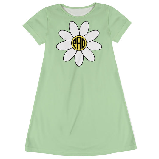 Flower Personalized Monogram Green Short Sleeve a Line Dress