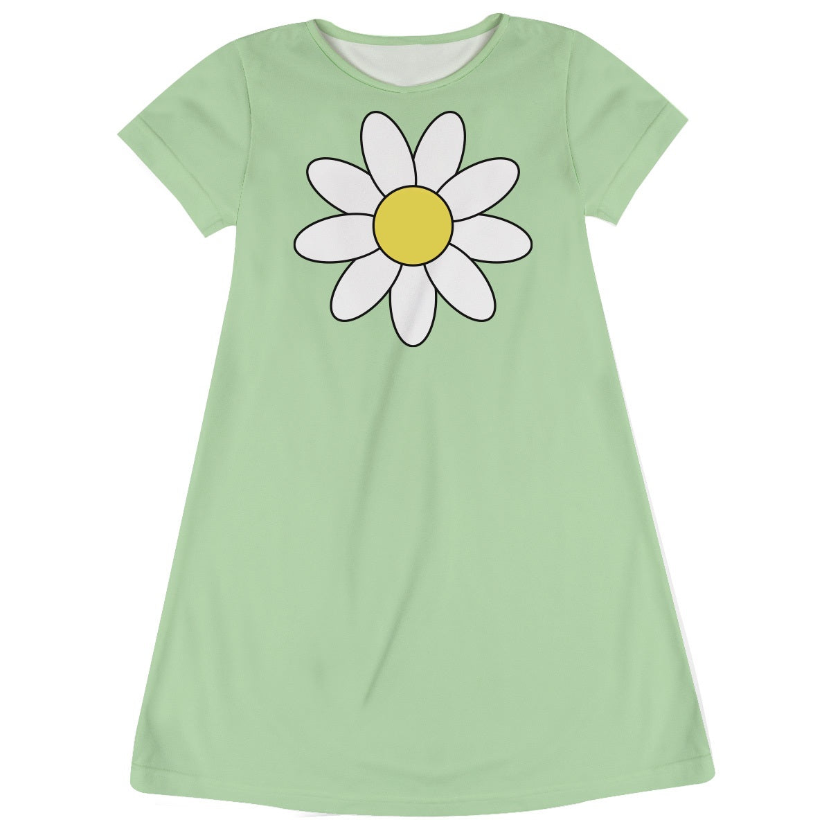 Flower Personalized Monogram Green Short Sleeve a Line Dress - Wimziy&Co.