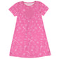 Flowers Print Personalized Monogram Pink Short Sleeve A Line Dress - Wimziy&Co.