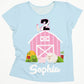 Farm Animals Personalized Name and Number Light Blue Short Sleeve Tee Shirt
