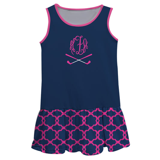 Golf Personalized Monogram Navy and Hot Pink Lily Dress