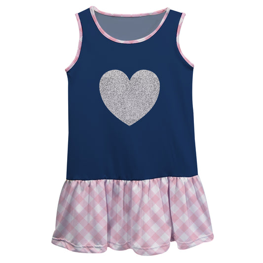 Heart Glitter Pink White Plaid and Navy Lily Dress