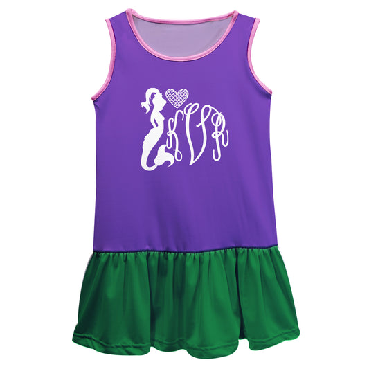 Mermaid Personalized Monogram Purple and Green Lily Dress