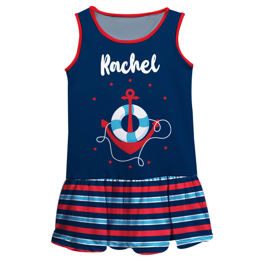 Nautical Anchor Personalized Name Navy  Lily Dress
