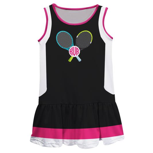 Tennis Monogram Black White And Pink Lily Dress