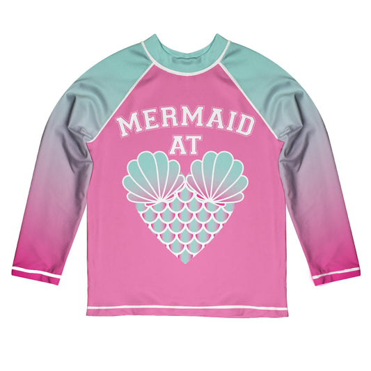 Mermaid Pink and Mint Degrade Long Sleeve Rash Guard