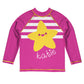 Starfish Personalized Name Hot Pink and White Stripes Long Sleeve Rash Guard